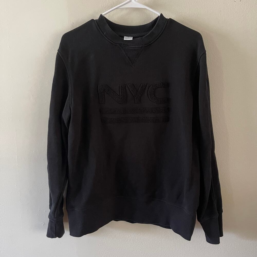 Hillflint NYC Sweatshirt Black on Black Crewneck Womens M Cotton Heavyweight